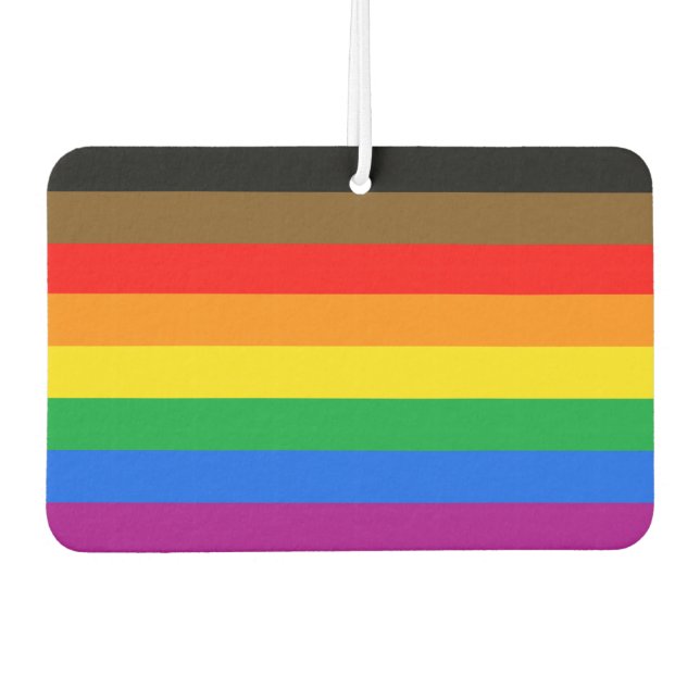 Philly Rainbow Pride Flag Car Air Freshener (Front)