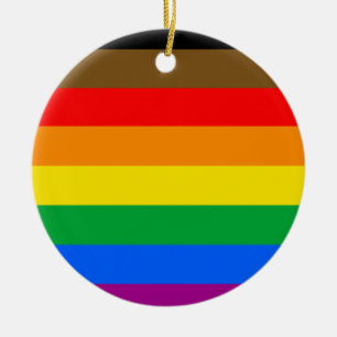 Philly Rainbow Pride Flag Ceramic Ornament