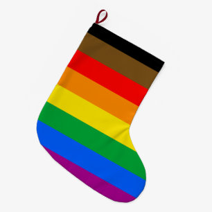 Philly Rainbow Pride Flag Large Christmas Stocking