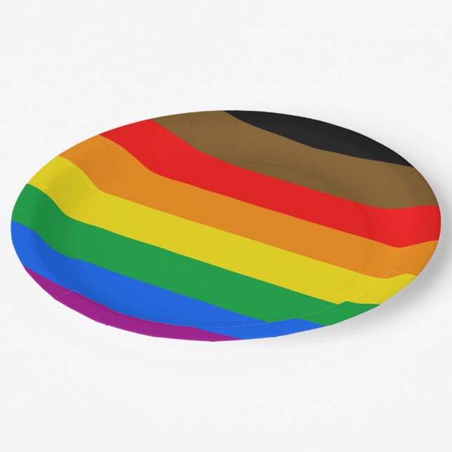 Philly Rainbow Pride Flag Paper Plate (Angled)