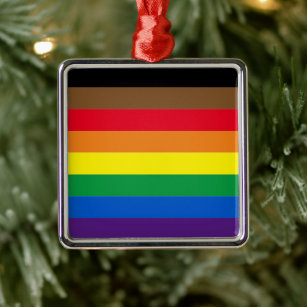 Philly rainbow pride gay flag diversity inclusive metal ornament