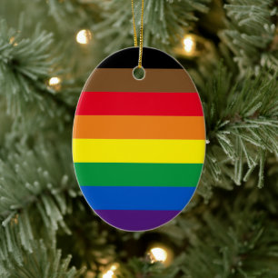Philly rainbow pride gay inclusive flag Christmas Ceramic Ornament
