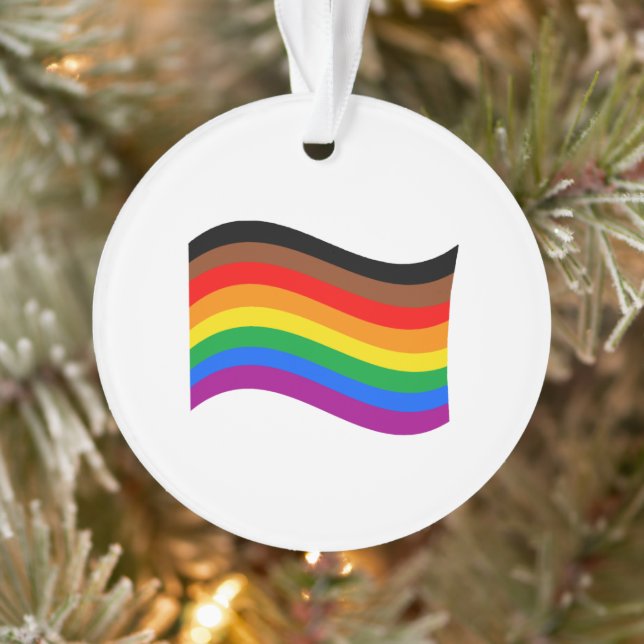 Philly Rainbow Pride Waving Flag Ornament (Tree)