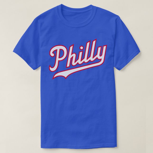 Philly Script BlueWhiteRed T-Shirt (Design Front)