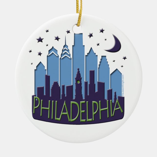 Philly Skyline mega cool Ceramic Ornament (Front)