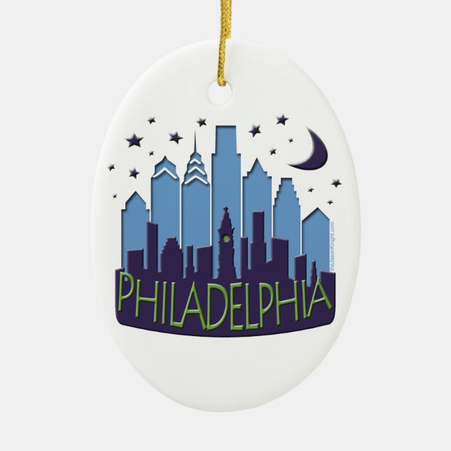 Philly Skyline mega cool Ceramic Tree Decoration (Front)