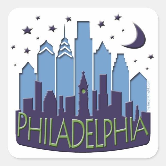 Philly Skyline mega cool Square Sticker (Front)