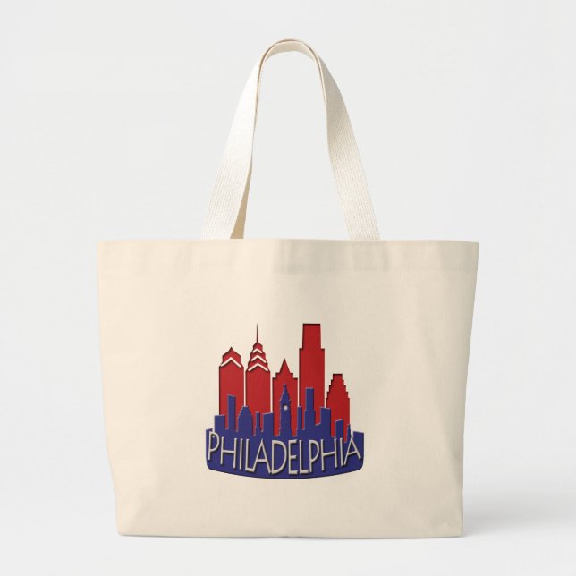 Philly Skyline newwave patriot Large Tote Bag (Front)