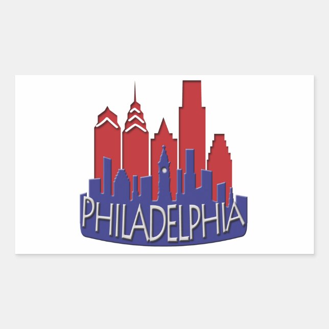 Philly Skyline newwave patriot Rectangular Sticker (Front)