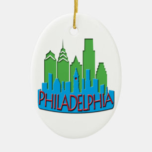 Philly Skyline newwave primary Ceramic Ornament