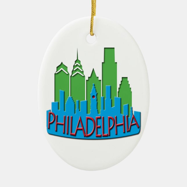 Philly Skyline newwave primary Ceramic Ornament (Front)