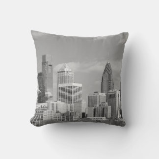 Philly skyscrapers black and white cushion