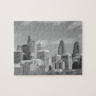 Philly skyscrapers black and white jigsaw puzzle