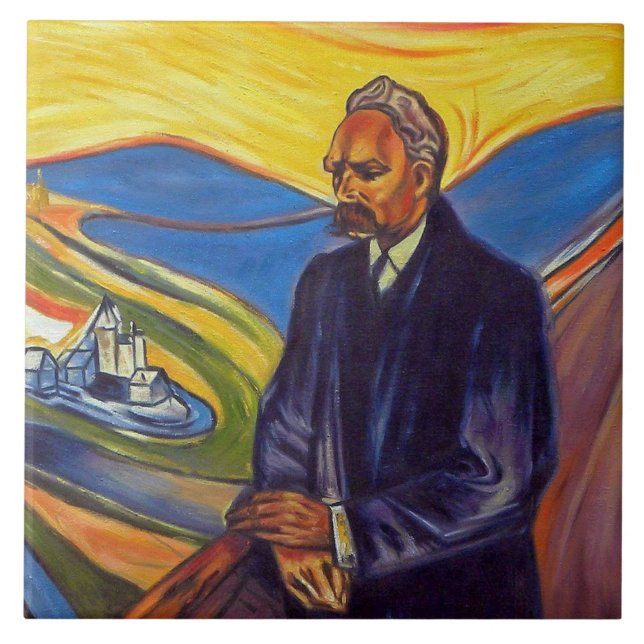 Philosopher Friedrich Nietzsche (by Edvard Munch) Ceramic Tile (Front)