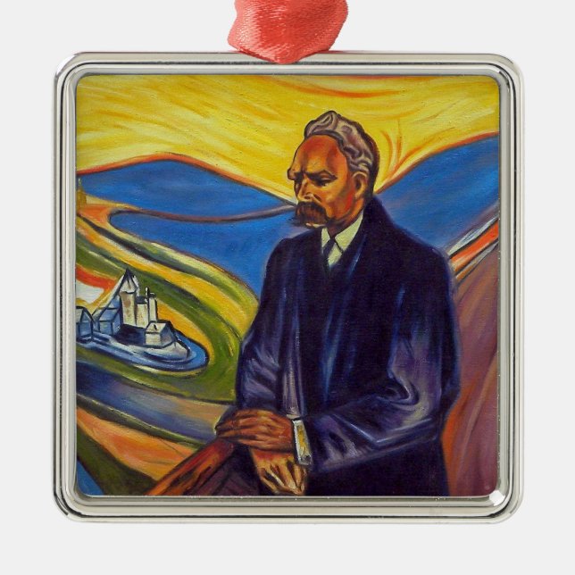 Philosopher Friedrich Nietzsche (by Edvard Munch) Metal Ornament (Front)