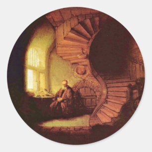 Philosopher In Meditation. By Rembrandt Van Rijn Classic Round Sticker
