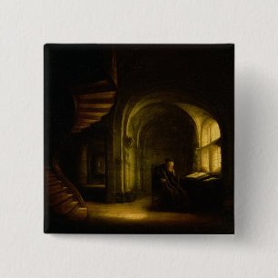 Philosopher with an Open Book, 1625-7 (oil on pane 15 Cm Square Badge