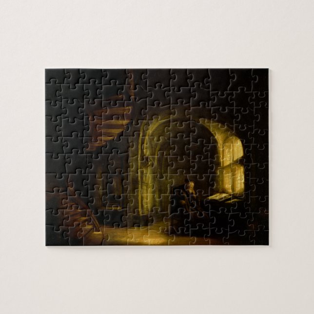 Philosopher with an Open Book, 1625-7 (oil on pane Jigsaw Puzzle (Horizontal)
