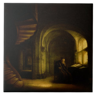 Philosopher with an Open Book, 1625-7 (oil on pane Tile