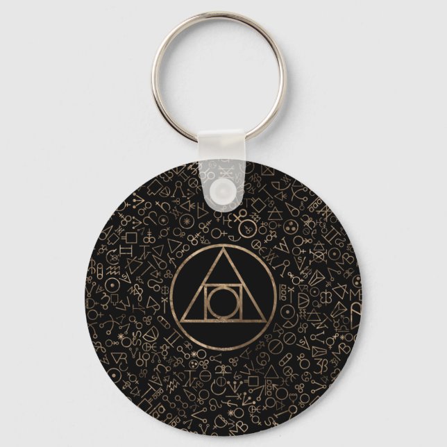 Philosopher's stone symbol Alchemical  pattern 1 Key Ring (Front)