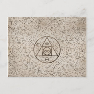 Philosopher's stone symbol Alchemical pattern 3 Holiday Postcard