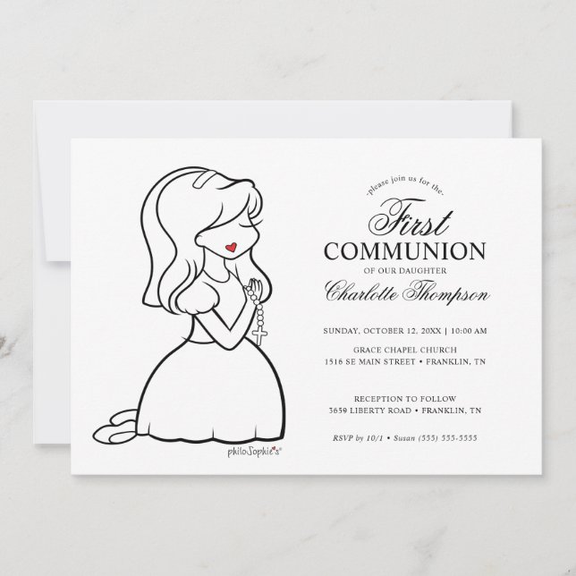 Philosophies First Communion - Girl Invitation (Front)