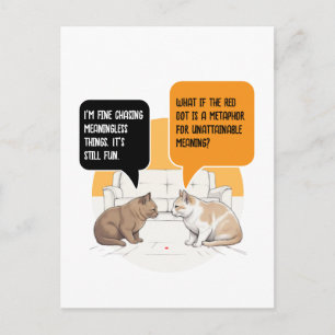 Philosophy Cat Red Dot Existential Humour Art Postcard