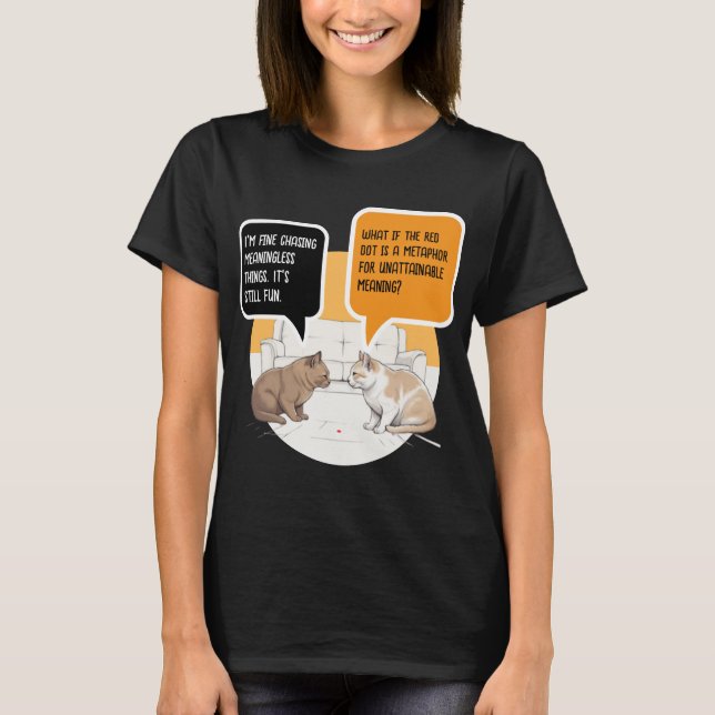 Philosophy Cat Red Dot Existential Humour Art T-Shirt (Front)