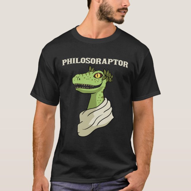 Philosoraptor Philosopher Raptor Dinosaur Velocira T-Shirt (Front)