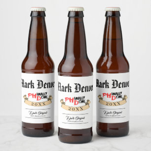 Phinally done - Black PHD Graduation Quote Design Beer Bottle Label