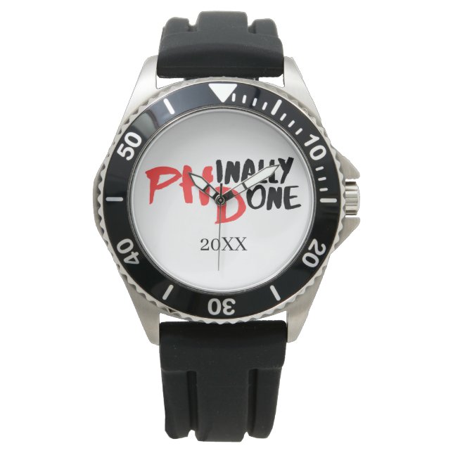 Phinally done - Funny PHD Graduation Quote Design Watch (Front)