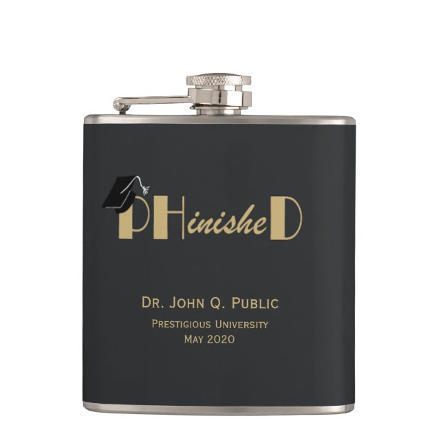 PHinisheD Finished Doctorate Hip Flask (Front)