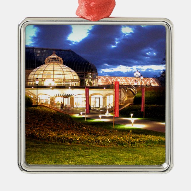 Phipps Conservatory at Night Metal Ornament (Front)