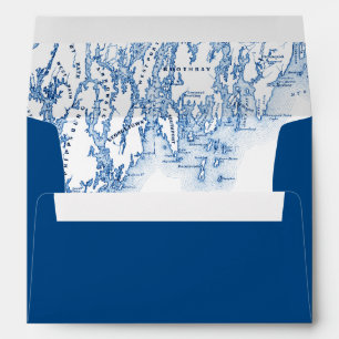Phippsburg Maine Map Navy Blue Wedding Envelope