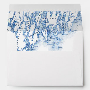 Phippsburg Maine Map White Wedding Envelope
