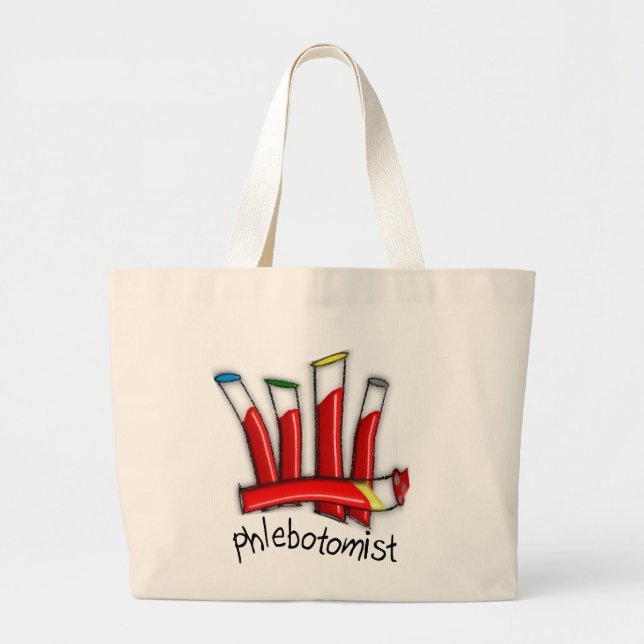 Phlebotomist Artsy Blood Tubes Design Gifts Large Tote Bag (Front)