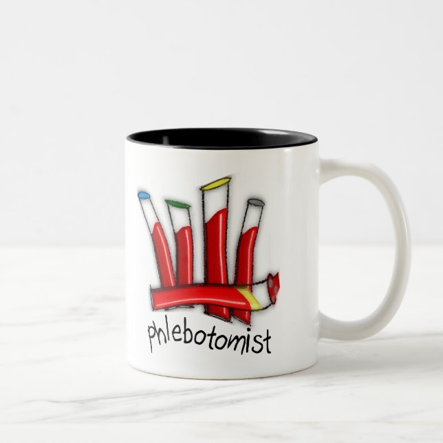 Phlebotomist Artsy Blood Tubes Design Gifts Two-Tone Coffee Mug (Right)