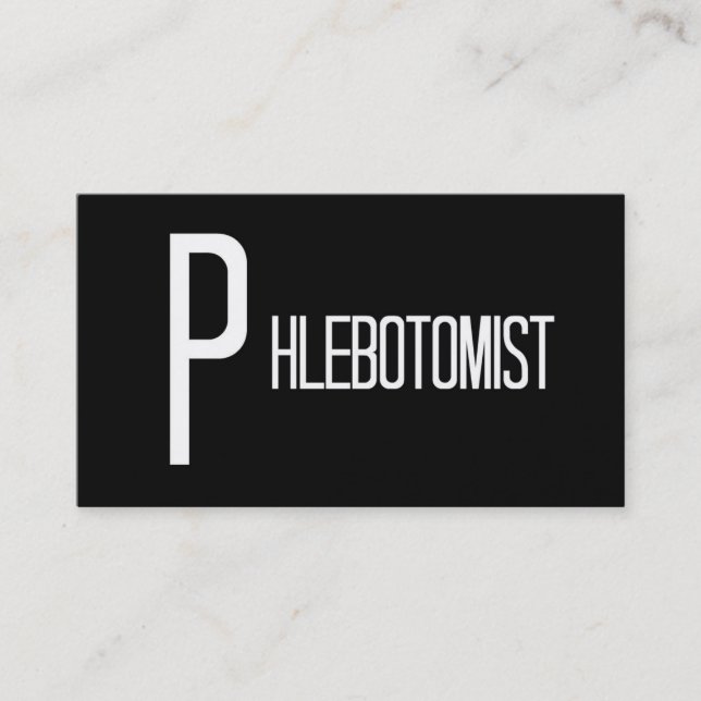 Phlebotomist Black and White Business Card (Front)