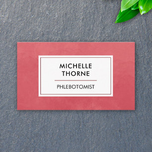Phlebotomist Blood Lab Tech Nurse Red Watercolor Business Card
