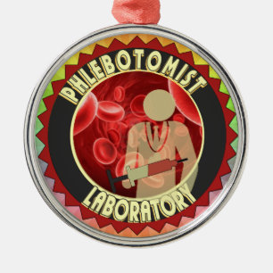 PHLEBOTOMIST BLOOD LOGO METAL ORNAMENT
