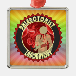 PHLEBOTOMIST BLOOD LOGO METAL TREE DECORATION
