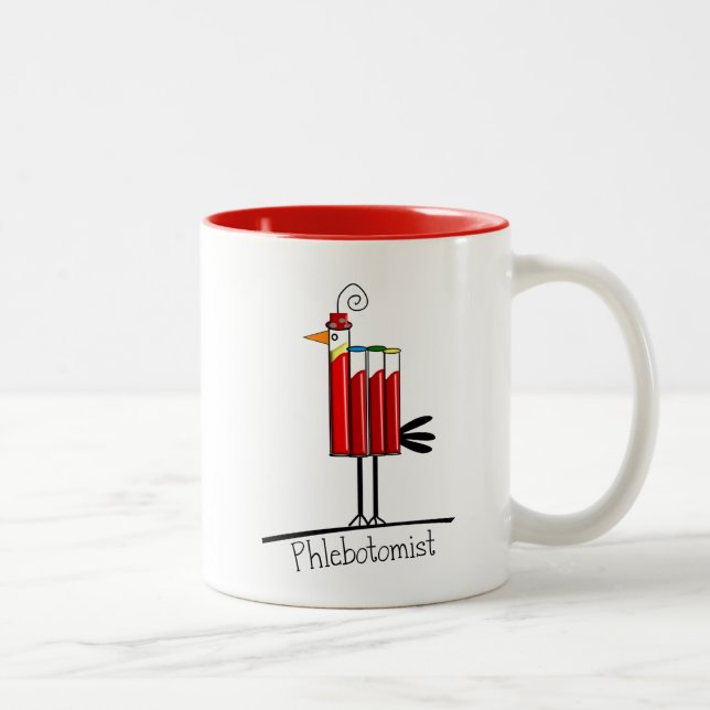 Phlebotomist "Blood Tube Bird" Gifts Two-Tone Coffee Mug (Right)