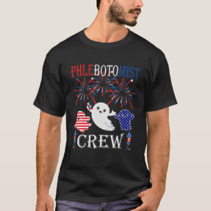 Phlebotomist Crew Three Red White Ghost And Blue G T-Shirt
