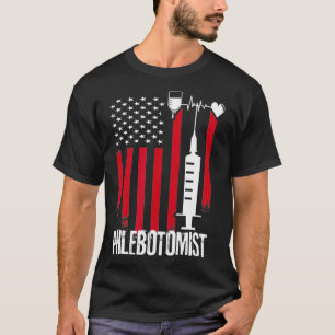 Phlebotomist Flag Heart USA Phlebotomy Gifts T-Shirt