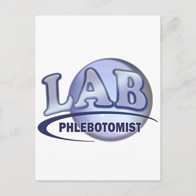 PHLEBOTOMIST Fun Blue LOGO Postcard (Front)