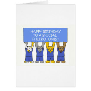 Phlebotomist Happy Birthday, Cartoon Cats.