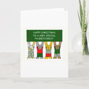 Phlebotomist Happy Christmas Cats Holiday Card