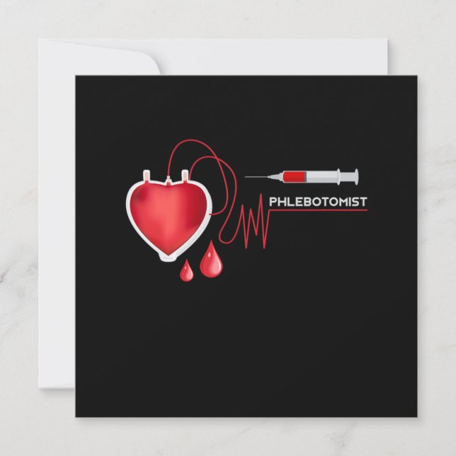 Phlebotomist Heart Heartbeat Syringe Phlebotomy Gi Invitation (Front)