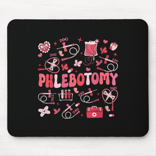 Phlebotomist Heart Phlebotomy Nurse Tech Gift Vale Mouse Pad (Front)