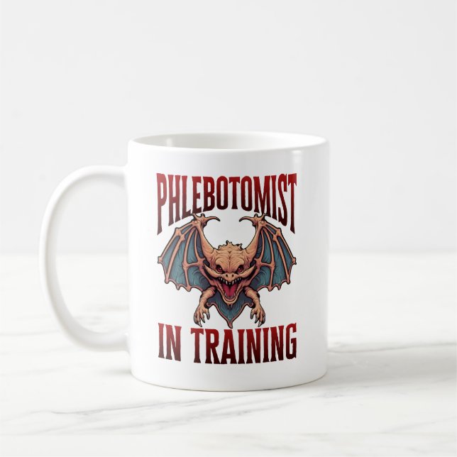 Phlebotomist in Training Funny Student Bat Coffee Mug (Left)